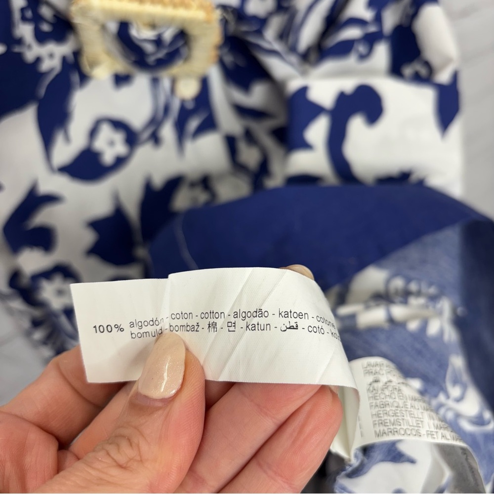 ZARA WOMAN FLORAL PRINT MIDI DRESS BELTED BLUE WHITE 3401/243 - Picture 10 of 10